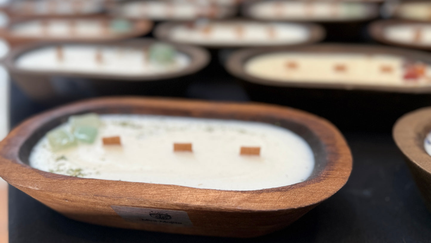 Large wood container candles