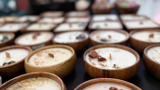 Small wood bowl soy candle